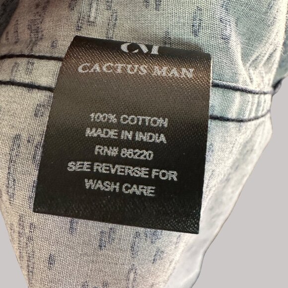 Cactus Man Men's Navy Blue Long Sleeve Button-Up Shirt With Speckled Design XL - Picture 9 of 12